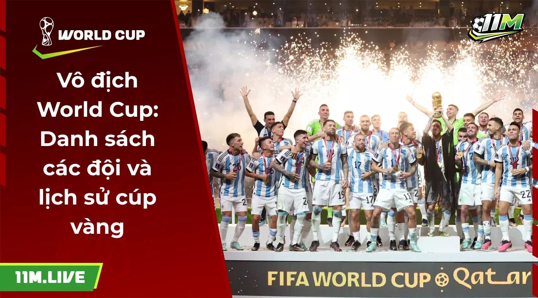 Vô địch World Cup: Danh sách các đội và lịch sử cúp vàng