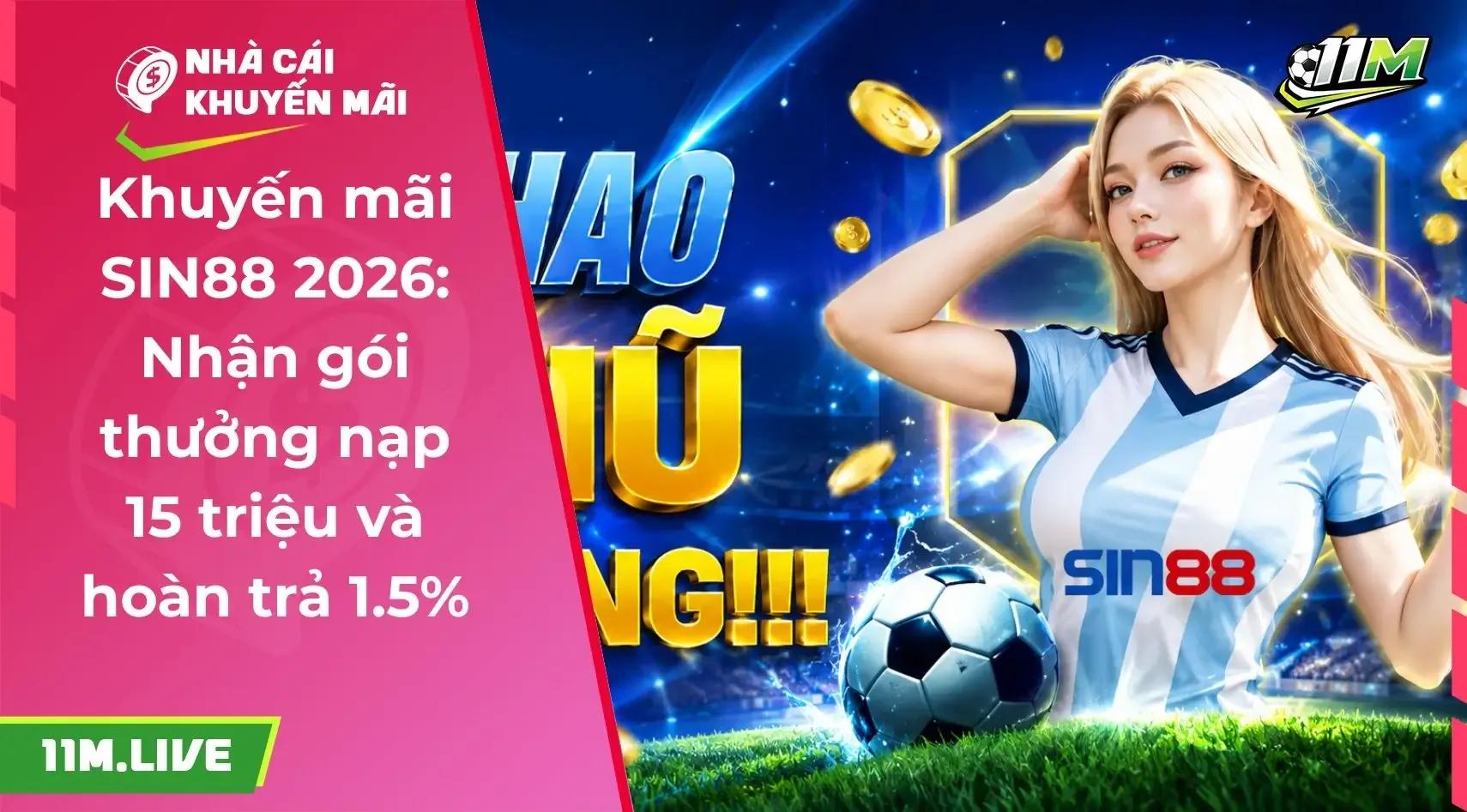 Khuyến mãi SIN88 2026: Nhận gói thưởng nạp 15 triệu và hoàn trả 1.5%